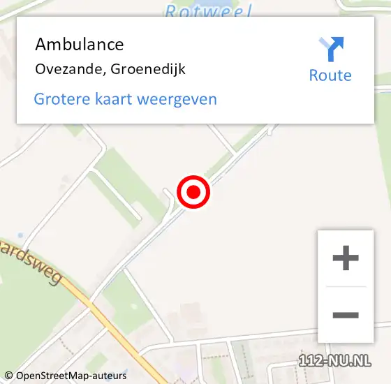 Locatie op kaart van de 112 melding: Ambulance Ovezande, Groenedijk op 14 mei 2015 16:37