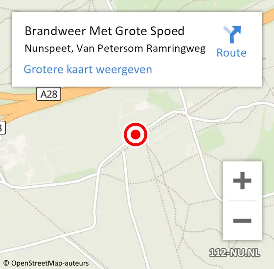 Locatie op kaart van de 112 melding: Brandweer Met Grote Spoed Naar Nunspeet, Van Petersom Ramringweg op 14 mei 2015 17:06