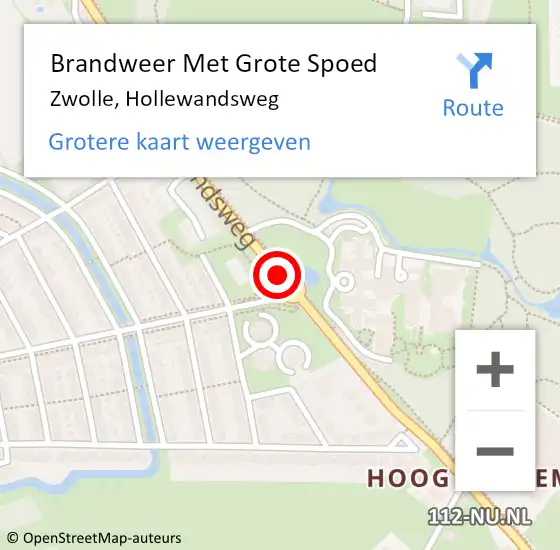 Locatie op kaart van de 112 melding: Brandweer Met Grote Spoed Naar Zwolle, Hollewandsweg op 15 mei 2015 13:52
