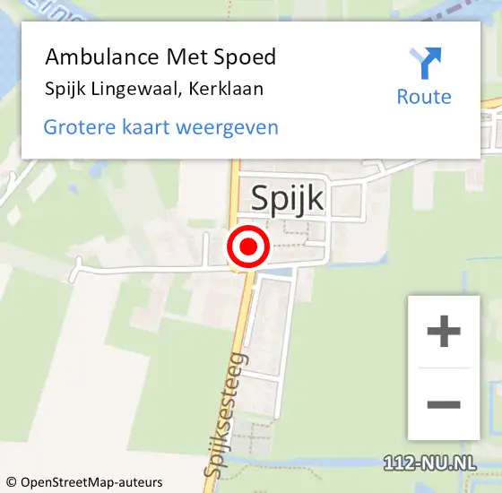 Locatie op kaart van de 112 melding: Ambulance Met Spoed Naar Spijk Lingewaal, Kerklaan op 15 mei 2015 14:32