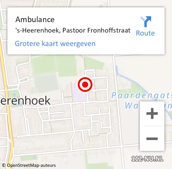 Locatie op kaart van de 112 melding: Ambulance 's-Heerenhoek, Pastoor Fronhoffstraat op 15 mei 2015 15:09