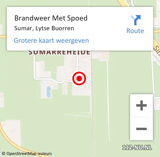 Locatie op kaart van de 112 melding: Brandweer Met Spoed Naar Sumar, Lytse Buorren op 16 mei 2015 07:19