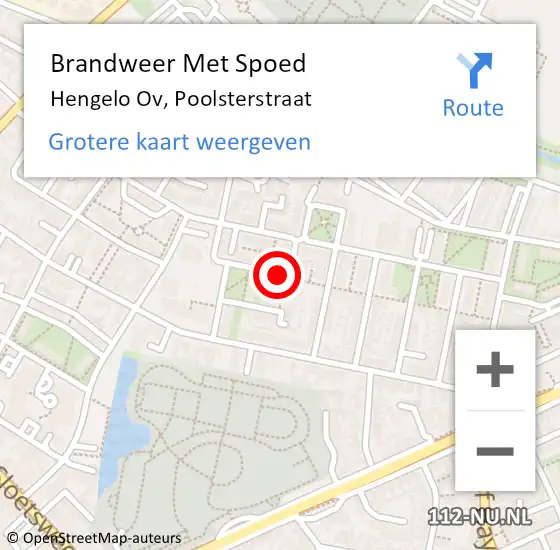 Locatie op kaart van de 112 melding: Brandweer Met Spoed Naar Hengelo Ov, Poolsterstraat op 17 mei 2015 02:49