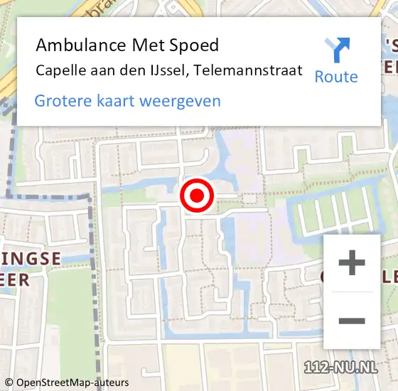 Locatie op kaart van de 112 melding: Ambulance Met Spoed Naar Capelle aan den IJssel, Telemannstraat op 17 mei 2015 13:19
