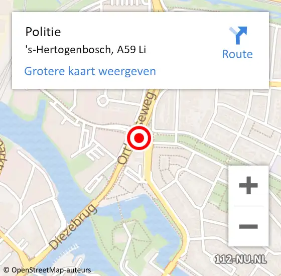 Locatie op kaart van de 112 melding: Politie S Hertogenbosch, Vught op 18 mei 2015 14:24