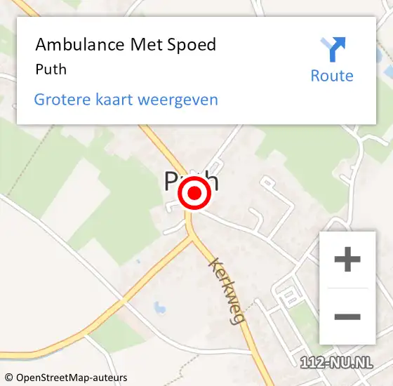 Locatie op kaart van de 112 melding: Ambulance Met Spoed Naar Puth op 18 mei 2015 15:03