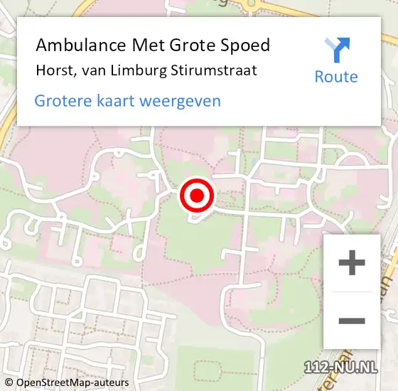 Locatie op kaart van de 112 melding: Ambulance Met Grote Spoed Naar Horst, van Limburg Stirumstraat op 19 mei 2015 09:17