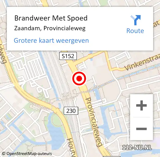 Locatie op kaart van de 112 melding: Brandweer Met Spoed Naar Zaandam, N203 op 19 mei 2015 19:44