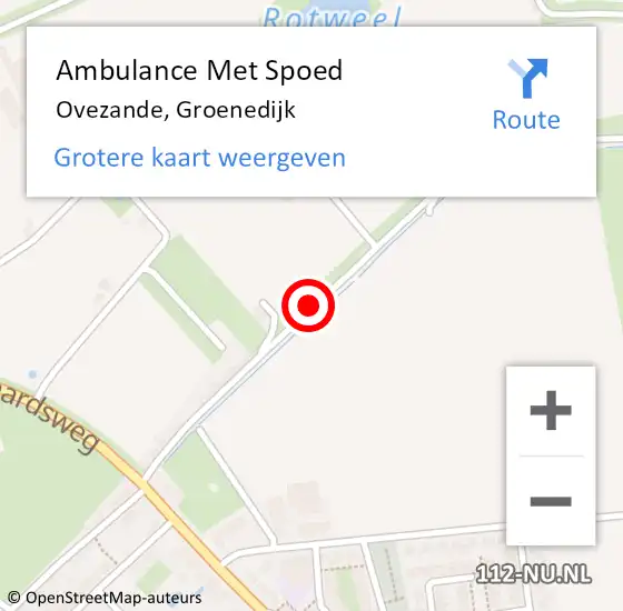 Locatie op kaart van de 112 melding: Ambulance Met Spoed Naar Ovezande, Groenedijk op 20 mei 2015 06:44