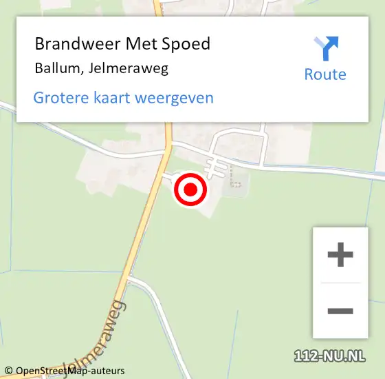 Locatie op kaart van de 112 melding: Brandweer Met Spoed Naar Ballum, Jelmeraweg op 20 mei 2015 17:22
