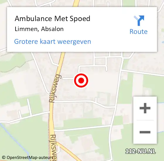 Locatie op kaart van de 112 melding: Ambulance Met Spoed Naar Limmen, Absalon op 21 mei 2015 07:38