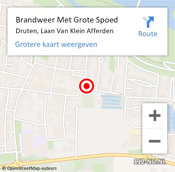 Locatie op kaart van de 112 melding: Brandweer Met Grote Spoed Naar Druten, Laan Van Klein Afferden op 21 mei 2015 12:31