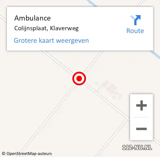 Locatie op kaart van de 112 melding: Ambulance Colijnsplaat, Klaverweg op 22 mei 2015 10:00