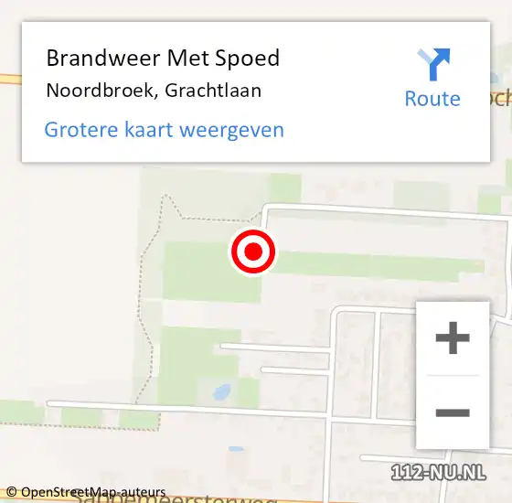 Locatie op kaart van de 112 melding: Brandweer Met Spoed Naar Noordbroek, Grachtlaan op 22 mei 2015 12:07