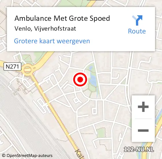 Locatie op kaart van de 112 melding: Ambulance Met Grote Spoed Naar Venlo, Vijverhofstraat op 22 mei 2015 15:17
