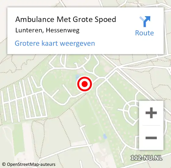 Locatie op kaart van de 112 melding: Ambulance Met Grote Spoed Naar Lunteren, Hessenweg op 22 mei 2015 15:27