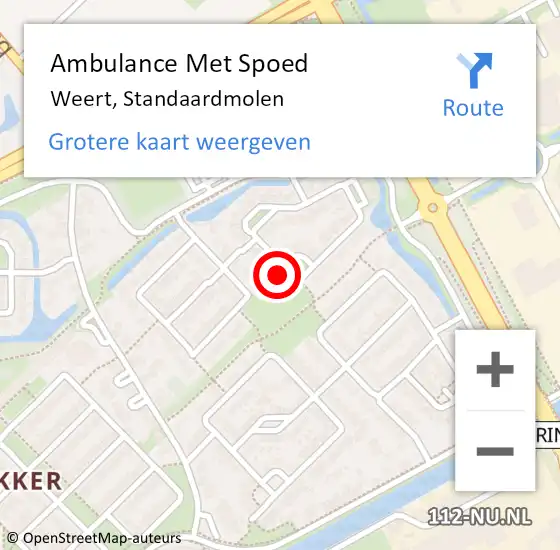 Locatie op kaart van de 112 melding: Ambulance Met Spoed Naar Weert, Standaardmolen op 8 november 2013 14:33