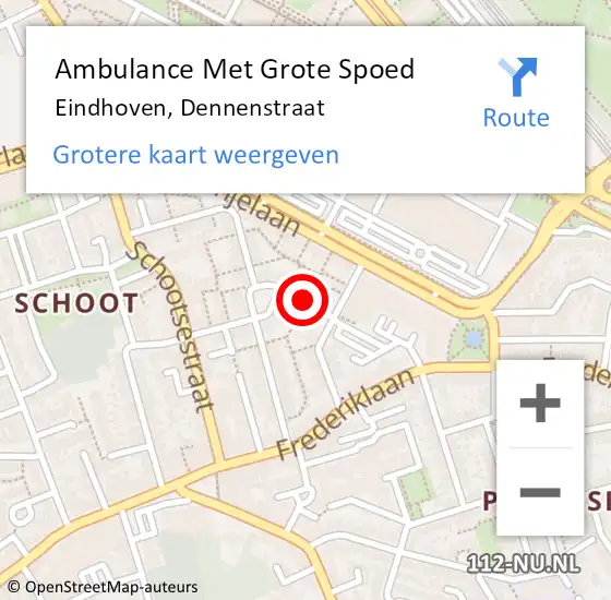 Locatie op kaart van de 112 melding: Ambulance Met Grote Spoed Naar Eindhoven, Dennenstraat op 22 mei 2015 19:18