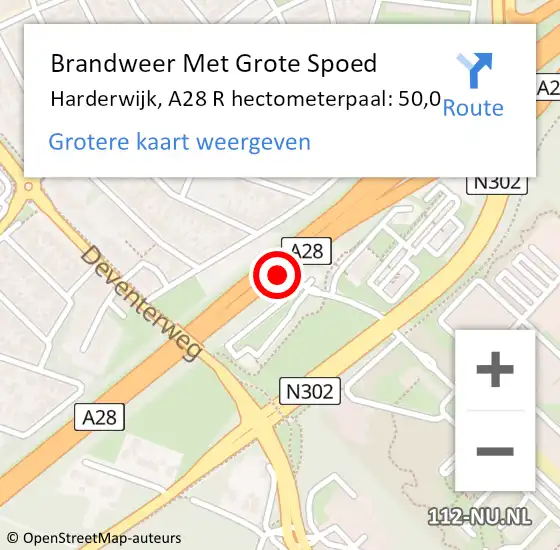 Locatie op kaart van de 112 melding: Brandweer Met Grote Spoed Naar Harderwijk, A28 R hectometerpaal: 53,3 op 22 mei 2015 20:20