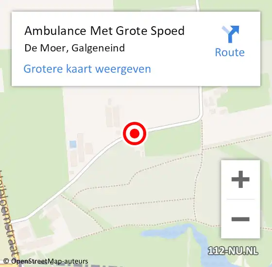 Locatie op kaart van de 112 melding: Ambulance Met Grote Spoed Naar De Moer, Galgeneind op 23 mei 2015 07:07