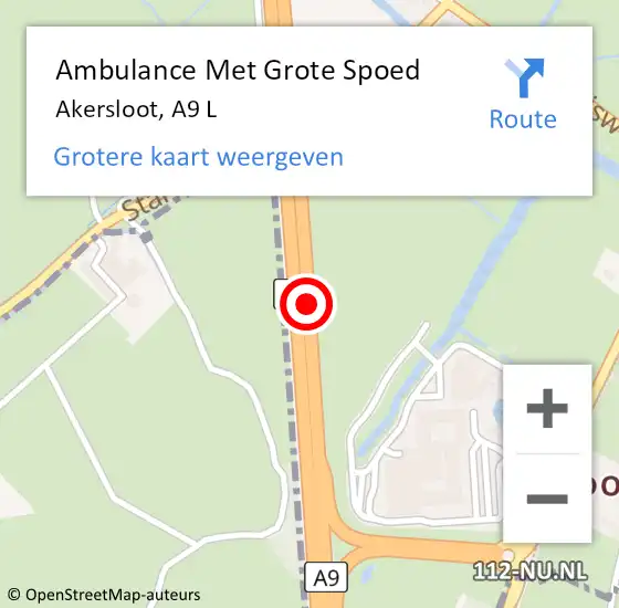 Locatie op kaart van de 112 melding: Ambulance Met Grote Spoed Naar Akersloot, A9 L op 23 mei 2015 11:03