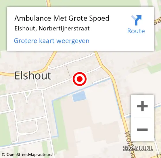 Locatie op kaart van de 112 melding: Ambulance Met Grote Spoed Naar Elshout, Norbertijnerstraat op 23 mei 2015 13:05