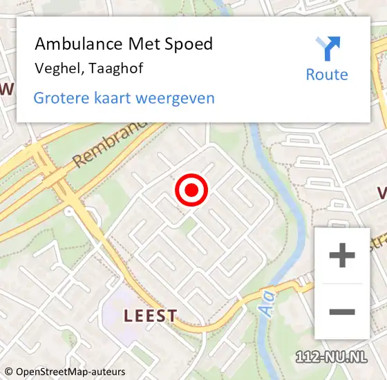 Locatie op kaart van de 112 melding: Ambulance Met Spoed Naar Veghel, Taaghof op 23 mei 2015 13:14