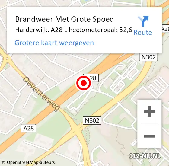 Locatie op kaart van de 112 melding: Brandweer Met Grote Spoed Naar Harderwijk, A28 L hectometerpaal: 52,6 op 23 mei 2015 13:33