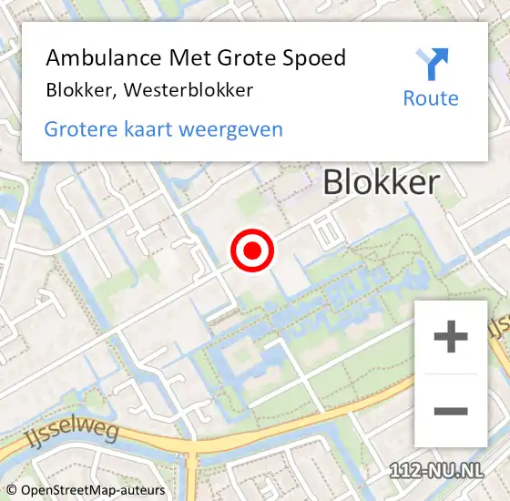 Locatie op kaart van de 112 melding: Ambulance Met Grote Spoed Naar Blokker, Westerblokker op 23 mei 2015 13:59