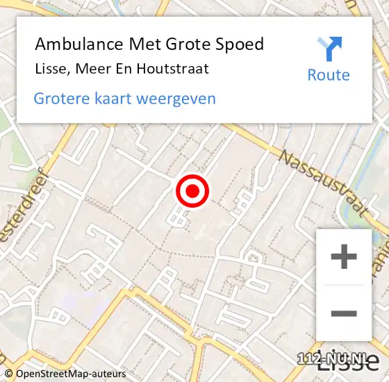 Locatie op kaart van de 112 melding: Ambulance Met Grote Spoed Naar Lisse, Meer En Houtstraat op 23 mei 2015 15:22