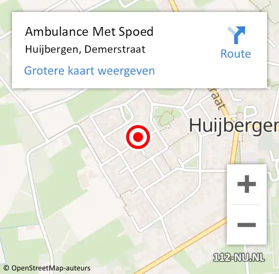 Locatie op kaart van de 112 melding: Ambulance Met Spoed Naar Huijbergen, Demerstraat op 23 mei 2015 18:04