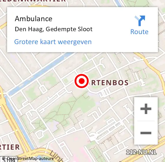 Locatie op kaart van de 112 melding: Ambulance Den Haag, Gedempte Sloot op 23 mei 2015 19:55