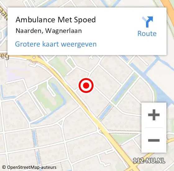 Locatie op kaart van de 112 melding: Ambulance Met Spoed Naar Naarden, Wagnerlaan op 24 mei 2015 04:06