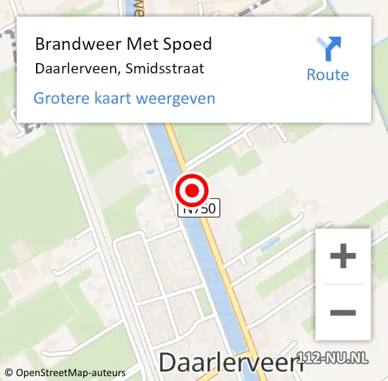 Locatie op kaart van de 112 melding: Brandweer Met Spoed Naar Daarlerveen, Smidsstraat op 24 mei 2015 07:01
