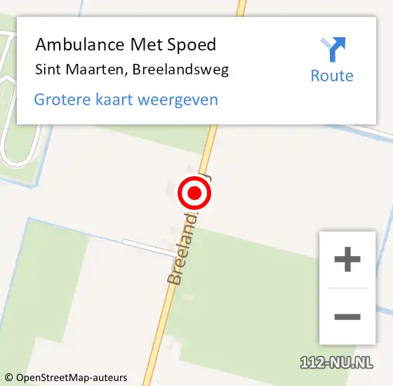 Locatie op kaart van de 112 melding: Ambulance Met Spoed Naar Sint Maarten, Breelandsweg op 24 mei 2015 14:07