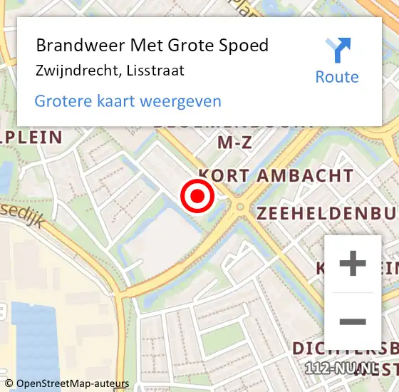 Locatie op kaart van de 112 melding: Brandweer Met Grote Spoed Naar Zwijndrecht, Lisstraat op 24 mei 2015 14:16