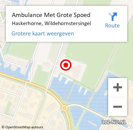 Locatie op kaart van de 112 melding: Ambulance Met Grote Spoed Naar Haskerhorne, Wildehornstersingel op 24 mei 2015 15:16