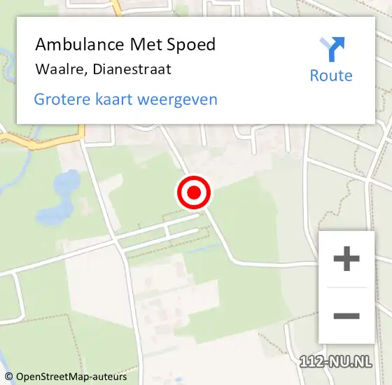 Locatie op kaart van de 112 melding: Ambulance Met Spoed Naar Waalre, Dianestraat op 24 mei 2015 19:14