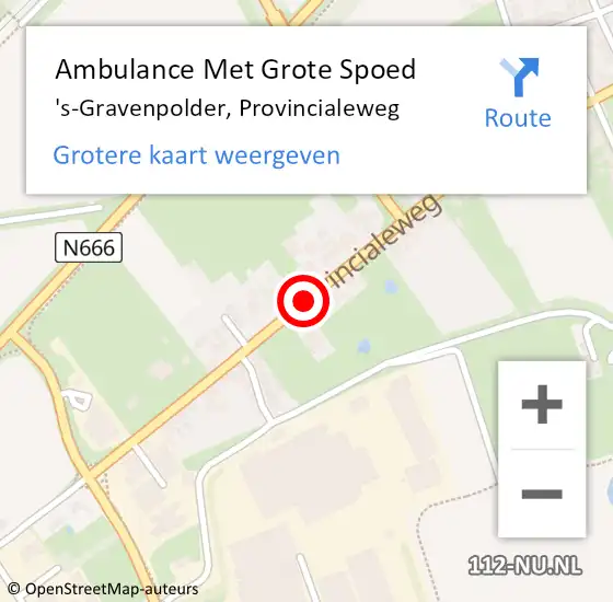 Locatie op kaart van de 112 melding: Ambulance Met Grote Spoed Naar 's-Gravenpolder, Provincialeweg op 25 mei 2015 13:23