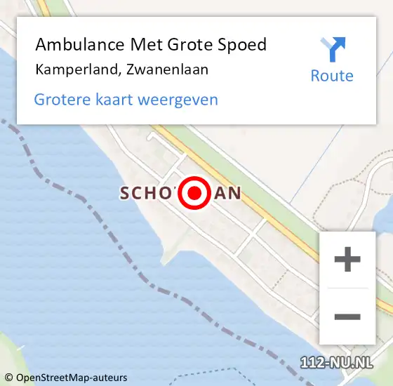 Locatie op kaart van de 112 melding: Ambulance Met Grote Spoed Naar Kamperland, Zwanenlaan op 25 mei 2015 15:13
