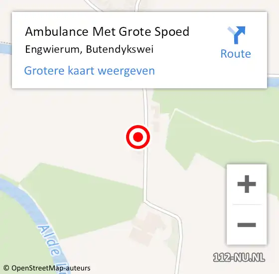 Locatie op kaart van de 112 melding: Ambulance Met Grote Spoed Naar Engwierum, Butendykswei op 25 mei 2015 20:41