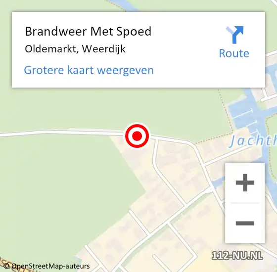 Locatie op kaart van de 112 melding: Brandweer Met Spoed Naar Oldemarkt, Weerdijk op 25 mei 2015 21:07