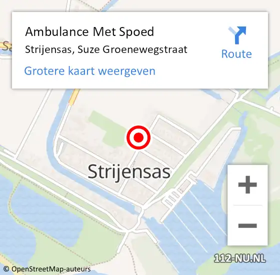 Locatie op kaart van de 112 melding: Ambulance Met Spoed Naar Strijensas, Suze Groenewegstraat op 26 mei 2015 05:22