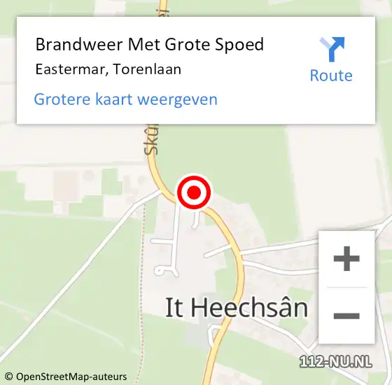Locatie op kaart van de 112 melding: Brandweer Met Grote Spoed Naar Eastermar, Torenlaan op 28 mei 2015 07:56
