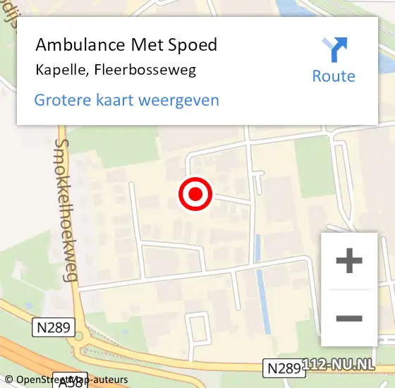Locatie op kaart van de 112 melding: Ambulance Met Spoed Naar Kapelle, Fleerbosseweg op 28 mei 2015 08:58