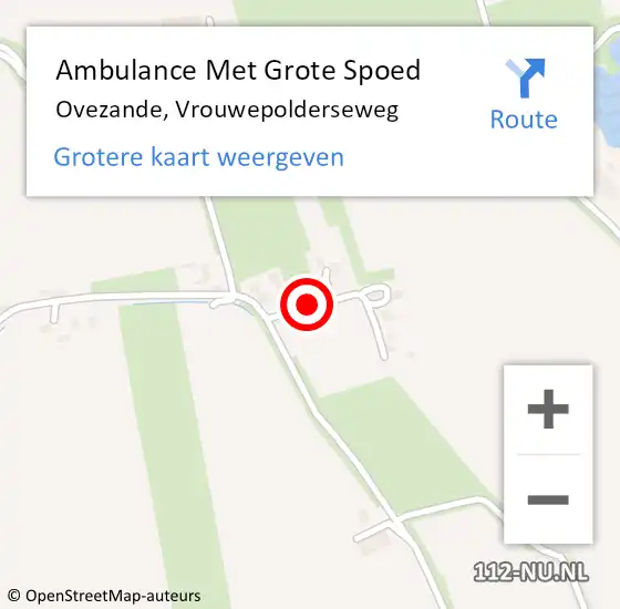 Locatie op kaart van de 112 melding: Ambulance Met Grote Spoed Naar Ovezande, Vrouwepolderseweg op 28 mei 2015 20:31