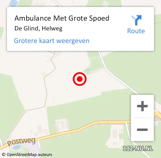 Locatie op kaart van de 112 melding: Ambulance Met Grote Spoed Naar De Glind, Helweg op 28 mei 2015 21:49