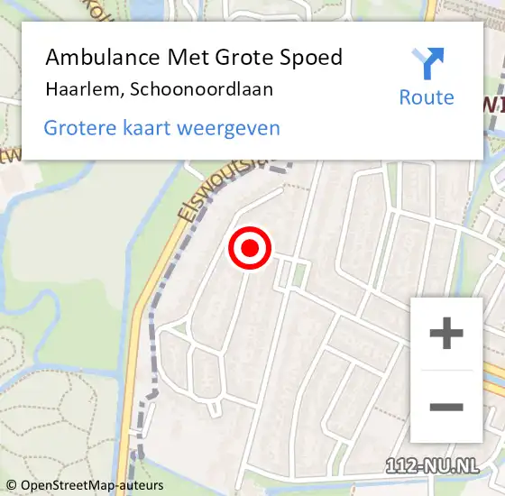 Locatie op kaart van de 112 melding: Ambulance Met Grote Spoed Naar Haarlem, Schoonoordlaan op 29 mei 2015 12:53