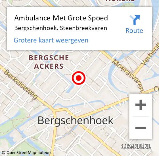 Locatie op kaart van de 112 melding: Ambulance Met Grote Spoed Naar Bergschenhoek, Steenbreekvaren op 29 mei 2015 23:55