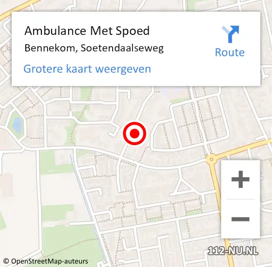 Locatie op kaart van de 112 melding: Ambulance Met Spoed Naar Bennekom, Soetendaalseweg op 9 november 2013 09:22
